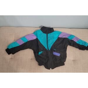 Vintage Jordache Kids Jacket 90s Teal Purple Black Windbreaker Size 2–3T
